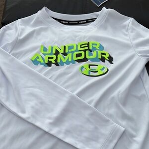 Under Armour Kids Swim White and Neon Long Sleeve Tee